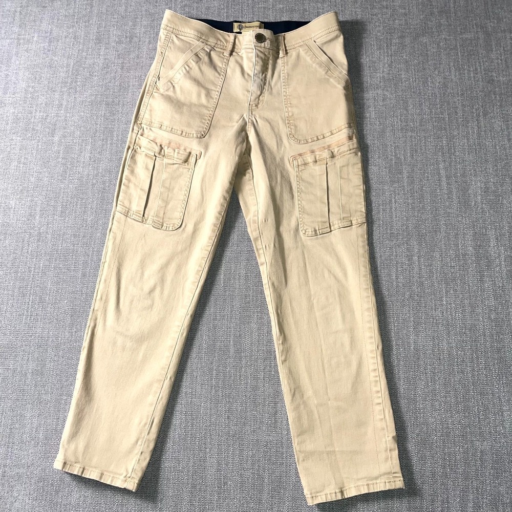 Democracy Ab Solution Cargo Pants Women 6 Beige Utility Pockets Mid Rise Stretch